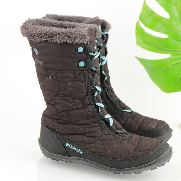Columbia Womens Snow Minx Boot Size 7 Black Quilted Waterproof Omni Heat Lace-Up - Picture 6 of 12